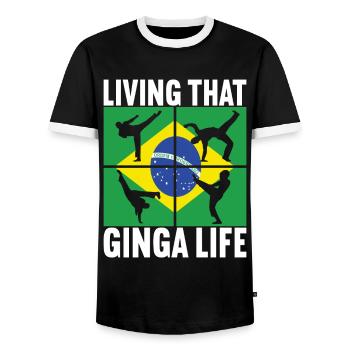 Capoeira Capoeirista - T-shirt contrasté Homme - noir/blanc - Devant - AI Model Female 172 light (172cm) & AI Model Male 178 light (178cm)