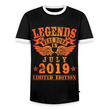 Legends were born in Juli 2019 Geburtstag - Männer Kontrast-T-Shirt - Schwarz/Weiß - Vorne - AI Model Female 172 light (172cm) & AI Model Male 178 light (178cm)