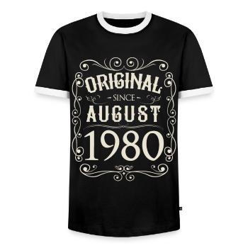 Vintage - Original since August 1980 Geburtstag - Männer Kontrast-T-Shirt - Schwarz/Weiß - Vorne - AI Model Female 172 light (172cm) & AI Model Male 178 light (178cm)