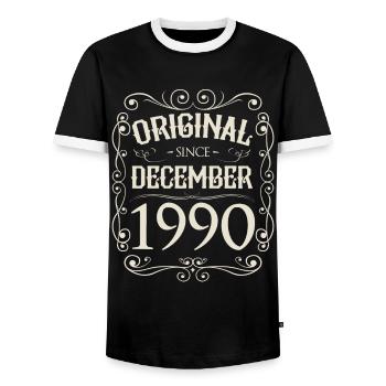 Vintage - Original since Dezember 1990 Geburtstag - Männer Kontrast-T-Shirt - Schwarz/Weiß - Vorne - AI Model Female 172 light (172cm) & AI Model Male 178 light (178cm)