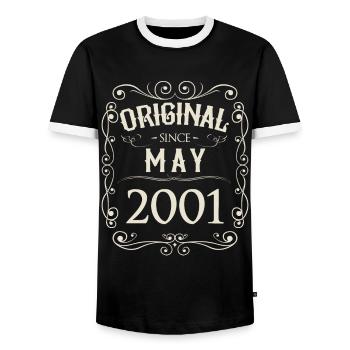 Vintage - Original depuis mai 2001 Anniversaire - T-shirt contrasté Homme - noir/blanc - Devant - AI Model Female 172 light (172cm) & AI Model Male 178 light (178cm)
