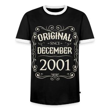 Millésime - Original depuis décembre 2001 Anniversaire - T-shirt contrasté Homme - noir/blanc - Devant - AI Model Female 172 light (172cm) & AI Model Male 178 light (178cm)