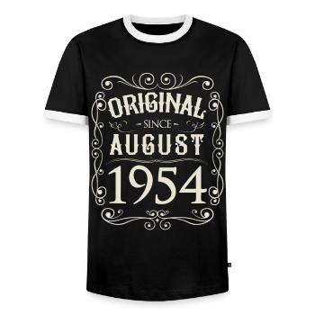 Vintage - Original since August 1954 Geburtstag - Männer Kontrast-T-Shirt - Schwarz/Weiß - Vorne - AI Model Female 172 light (172cm) & AI Model Male 178 light (178cm)