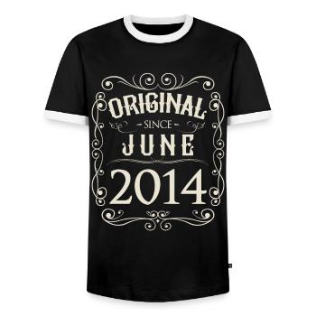 Vintage - Original depuis l'anniversaire de juin 2014 - T-shirt contrasté Homme - noir/blanc - Devant - AI Model Female 172 light (172cm) & AI Model Male 178 light (178cm)