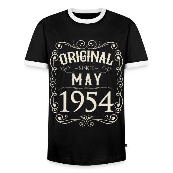 Vintage - Original since Mai 1954 Geburtstag - Männer Kontrast-T-Shirt - Schwarz/Weiß - Vorne - AI Model Female 172 light (172cm) & AI Model Male 178 light (178cm)