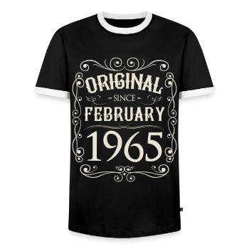 Vintage - Original depuis l'anniversaire de février 1965 - T-shirt contrasté Homme - noir/blanc - Devant - AI Model Female 172 light (172cm) & AI Model Male 178 light (178cm)