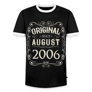 Vintage - Original since August 2006 Birthday - Men's Ringer Shirt - black/white - Front - AI Model Female 172 light (172cm) & AI Model Male 178 light (178cm)