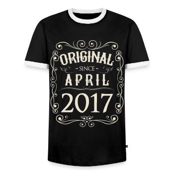 Vintage - Original depuis l'anniversaire d'avril 2017 - T-shirt contrasté Homme - noir/blanc - Devant - AI Model Female 172 light (172cm) & AI Model Male 178 light (178cm)