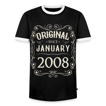 Vintage - Original depuis l'anniversaire de janvier 2008 - T-shirt contrasté Homme - noir/blanc - Devant - AI Model Female 172 light (172cm) & AI Model Male 178 light (178cm)