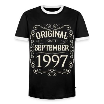 Vintage - Original depuis l'anniversaire de septembre 1997 - T-shirt contrasté Homme - noir/blanc - Devant - AI Model Female 172 light (172cm) & AI Model Male 178 light (178cm)