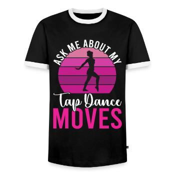 Tap Dance Tap Dancer - Men's Ringer Shirt - black/white - Front - AI Model Female 172 light (172cm) & AI Model Male 178 light (178cm)