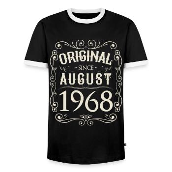 Vintage - Original since August 1968 Geburtstag - Männer Kontrast-T-Shirt - Schwarz/Weiß - Vorne - AI Model Female 172 light (172cm) & AI Model Male 178 light (178cm)