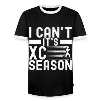 XC Running Lauf Läufer Cross Country - Männer Kontrast-T-Shirt - Schwarz/Weiß - Vorne - AI Model Female 172 light (172cm) & AI Model Male 178 light (178cm)