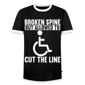 Personnes en fauteuil roulant Fauteuil roulant - T-shirt contrasté Homme - noir/blanc - Devant - AI Model Female 172 light (172cm) & AI Model Male 178 light (178cm)