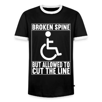 Personnes en fauteuil roulant Fauteuil roulant - T-shirt contrasté Homme - noir/blanc - Devant - AI Model Female 172 light (172cm) & AI Model Male 178 light (178cm)