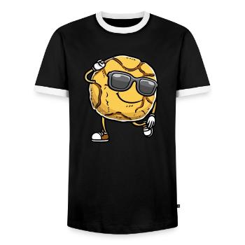 Biscuit au gingembre dansant avec des lunettes de soleil - T-shirt contrasté Homme - noir/blanc - Devant - AI Model Female 172 light (172cm) & AI Model Male 178 light (178cm)