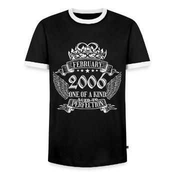 Unique en son genre février 2006 anniversaire - T-shirt contrasté Homme - noir/blanc - Devant - AI Model Female 172 light (172cm) & AI Model Male 178 light (178cm)
