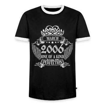 Unique en son genre mars 2006 anniversaire - T-shirt contrasté Homme - noir/blanc - Devant - AI Model Female 172 light (172cm) & AI Model Male 178 light (178cm)
