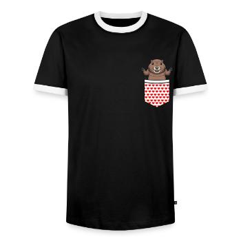 Bisamratte - Männer Kontrast-T-Shirt - Schwarz/Weiß - Vorne - AI Model Female 172 light (172cm) & AI Model Male 178 light (178cm)