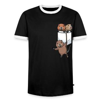 Bisamratte - Männer Kontrast-T-Shirt - Schwarz/Weiß - Vorne - AI Model Female 172 light (172cm) & AI Model Male 178 light (178cm)