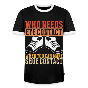 Sneakerhead Sneaker Collector - Men's Ringer Shirt - black/white - Front - AI Model Female 172 light (172cm) & AI Model Male 178 light (178cm)