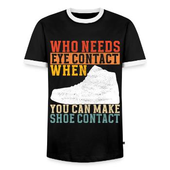 Sneakerhead Sneaker Collector - Men's Ringer Shirt - black/white - Front - AI Model Female 172 light (172cm) & AI Model Male 178 light (178cm)