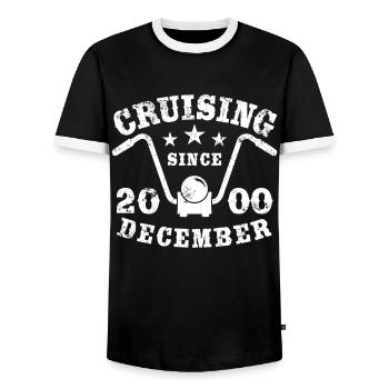 Cruising Biker Geburtstag Dezember 2000 Motorrad - Männer Kontrast-T-Shirt - Schwarz/Weiß - Vorne - AI Model Female 172 light (172cm) & AI Model Male 178 light (178cm)
