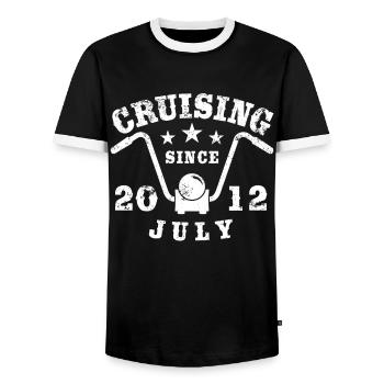 Cruising Biker Birthday July 2012 Motorcycle - Men's Ringer Shirt - black/white - Front - AI Model Female 172 light (172cm) & AI Model Male 178 light (178cm)