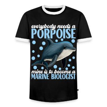 Marine Biology Marine Biologist - Men's Ringer Shirt - black/white - Front - AI Model Female 172 light (172cm) & AI Model Male 178 light (178cm)