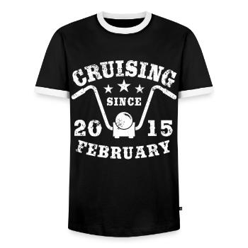 Cruising Biker Geburtstag Februar 2015 Motorrad - Männer Kontrast-T-Shirt - Schwarz/Weiß - Vorne - AI Model Female 172 light (172cm) & AI Model Male 178 light (178cm)
