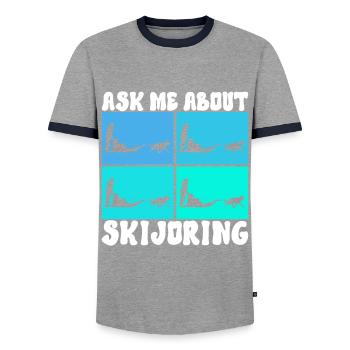 Schlittenfahren Schlittenhunde - Männer Kontrast-T-Shirt - Grau/Navy  - Vorne - AI Model Female 172 light (172cm) & AI Model Male 178 light (178cm)