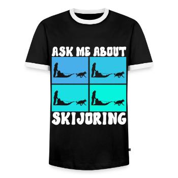 Sledding Sled dogs - Men's Ringer Shirt - black/white - Front - AI Model Female 172 light (172cm) & AI Model Male 178 light (178cm)