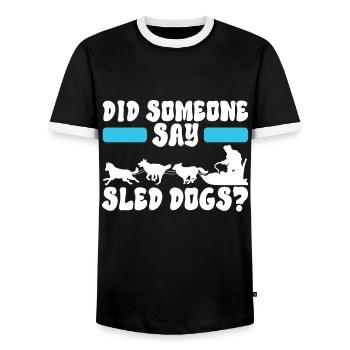 Sledding Sled dogs - Men's Ringer Shirt - black/white - Front - AI Model Female 172 light (172cm) & AI Model Male 178 light (178cm)