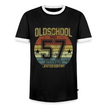 Décembre 1957 - Anniversaire en décembre Oldschool - T-shirt contrasté Homme - noir/blanc - Devant - AI Model Female 172 light (172cm) & AI Model Male 178 light (178cm)