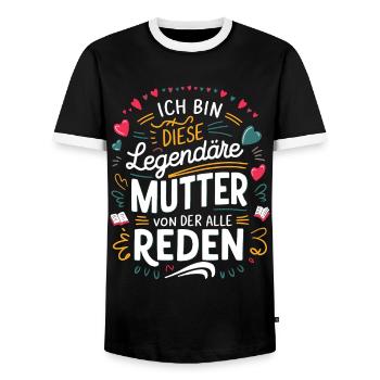 Legendary Mother's Heart & Love Saying - Men's Ringer Shirt - black/white - Front - AI Model Female 172 light (172cm) & AI Model Male 178 light (178cm)