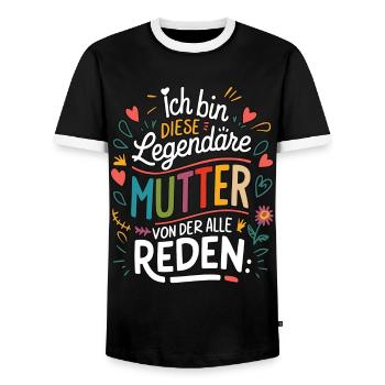 Legendary Mother's Heart & Love Saying - Men's Ringer Shirt - black/white - Front - AI Model Female 172 light (172cm) & AI Model Male 178 light (178cm)