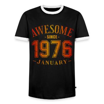 January 1976 - Geburtstag im Januar Awesome - Männer Kontrast-T-Shirt - Schwarz/Weiß - Vorne - AI Model Female 172 light (172cm) & AI Model Male 178 light (178cm)