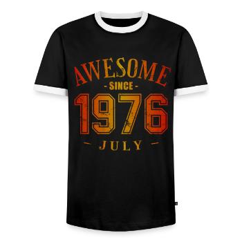 July 1976 - Geburtstag im Juli Awesome - Männer Kontrast-T-Shirt - Schwarz/Weiß - Vorne - AI Model Female 172 light (172cm) & AI Model Male 178 light (178cm)