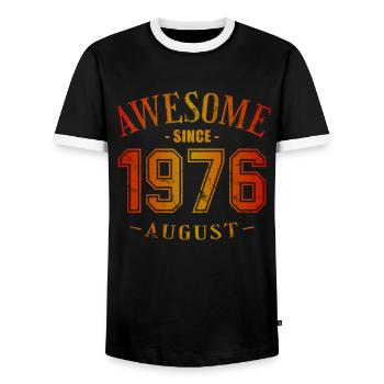 August 1976 - Geburtstag im August Awesome - Männer Kontrast-T-Shirt - Schwarz/Weiß - Vorne - AI Model Female 172 light (172cm) & AI Model Male 178 light (178cm)