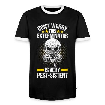 Exterminateur de lutte antiparasitaire - T-shirt contrasté Homme - noir/blanc - Devant - AI Model Female 172 light (172cm) & AI Model Male 178 light (178cm)