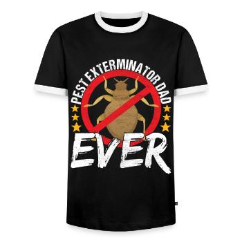 Pest Control Exterminator - Men's Ringer Shirt - black/white - Front - AI Model Female 172 light (172cm) & AI Model Male 178 light (178cm)