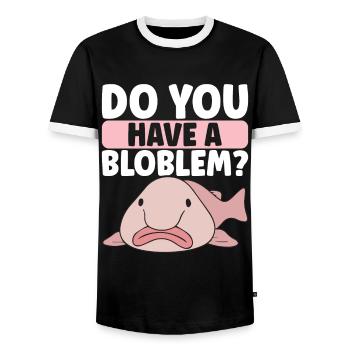 Süßer Blobfisch Hässlicher Fisch - Männer Kontrast-T-Shirt - Schwarz/Weiß - Vorne - AI Model Female 172 light (172cm) & AI Model Male 178 light (178cm)