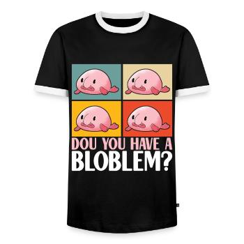 Poisson blob mignon poisson laid - T-shirt contrasté Homme - noir/blanc - Devant - AI Model Female 172 light (172cm) & AI Model Male 178 light (178cm)