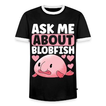 Poisson blob mignon poisson laid - T-shirt contrasté Homme - noir/blanc - Devant - AI Model Female 172 light (172cm) & AI Model Male 178 light (178cm)