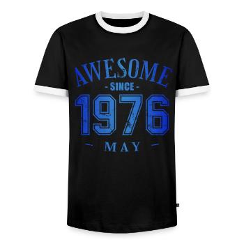 May 1976 - Geburtstag im Mai Awesome - Männer Kontrast-T-Shirt - Schwarz/Weiß - Vorne - AI Model Female 172 light (172cm) & AI Model Male 178 light (178cm)