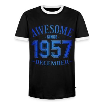 Décembre 1957 - Anniversaire en décembre Génial - T-shirt contrasté Homme - noir/blanc - Devant - AI Model Female 172 light (172cm) & AI Model Male 178 light (178cm)