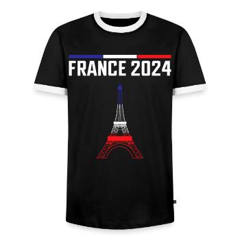j'peux pas j'ai jeux tour eiffel France - T-shirt contrasté Homme - noir/blanc - Devant - AI Model Female 172 light (172cm) & AI Model Male 178 light (178cm)