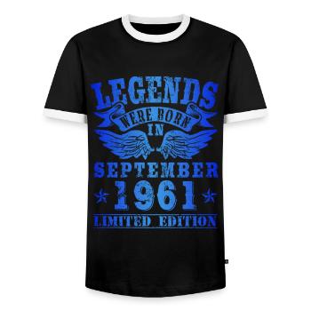 Legends were born in September 1961 Geburtstag - Männer Kontrast-T-Shirt - Schwarz/Weiß - Vorne - AI Model Female 172 light (172cm) & AI Model Male 178 light (178cm)
