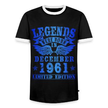 Legends were born in Dezember 1961 Geburtstag - Männer Kontrast-T-Shirt - Schwarz/Weiß - Vorne - AI Model Female 172 light (172cm) & AI Model Male 178 light (178cm)
