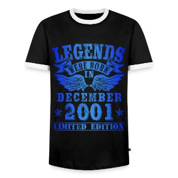 Legends were born in Dezember 2001 Geburtstag - Männer Kontrast-T-Shirt - Schwarz/Weiß - Vorne - AI Model Female 172 light (172cm) & AI Model Male 178 light (178cm)